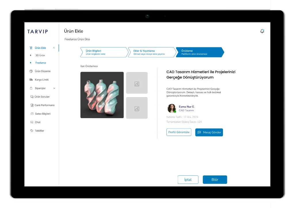 Tarvip – Endüstriyel Dijital Pazar design process 6